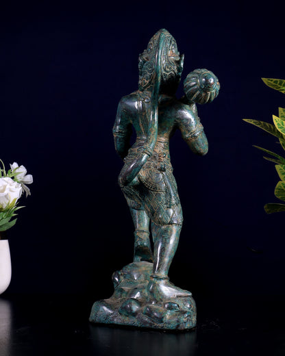 Indonesian Bronze Lord Hanuman Sculpture, BudhShiv Exclusive
Height: 12 inch