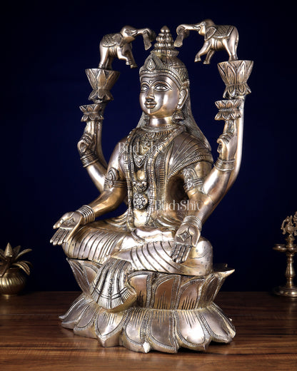 Pure Brass Gaja Lakshmi Statue | 24" Large Temple Idol, 29 kg