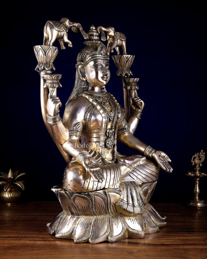 Pure Brass Gaja Lakshmi Statue | 24" Large Temple Idol, 29 kg
