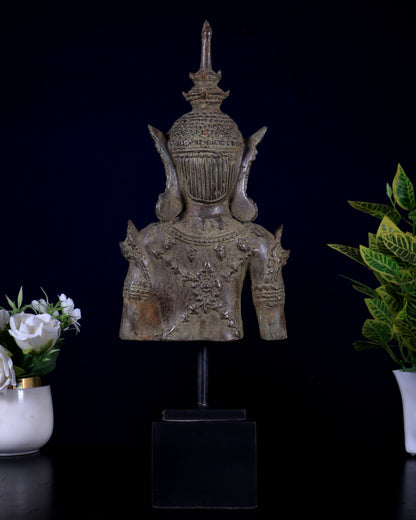 Vintage Thai Buddha With Crown – Museum Replica Showpiece