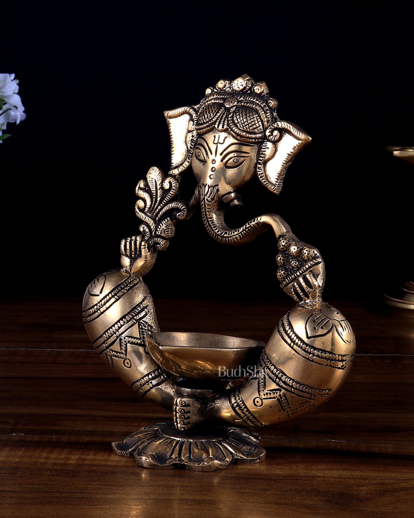 Pure Brass Lord Ganesha Modernized Diya Oil Lamp – Home Decor & Gifting