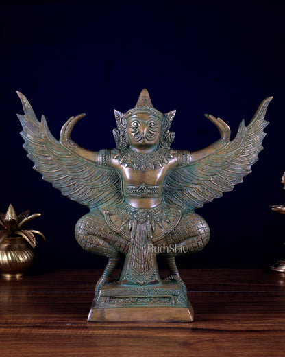 Majestic Pure Brass Garuda with Open Wings – 14"