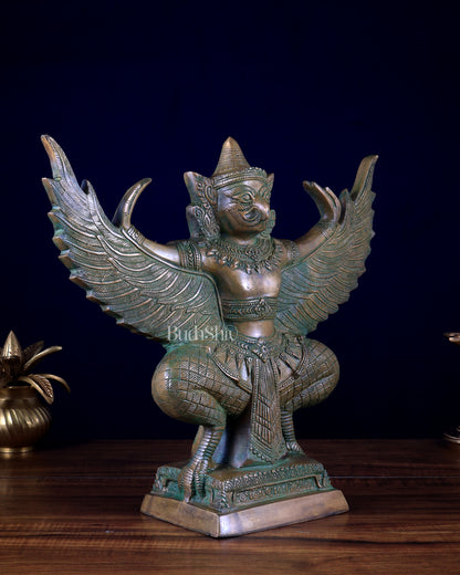 Majestic Pure Brass Garuda with Open Wings – 14"