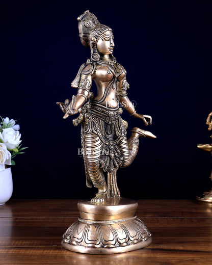 Pure Brass Apsara Lady Statue – Picking Thorn from Foot 13 inch