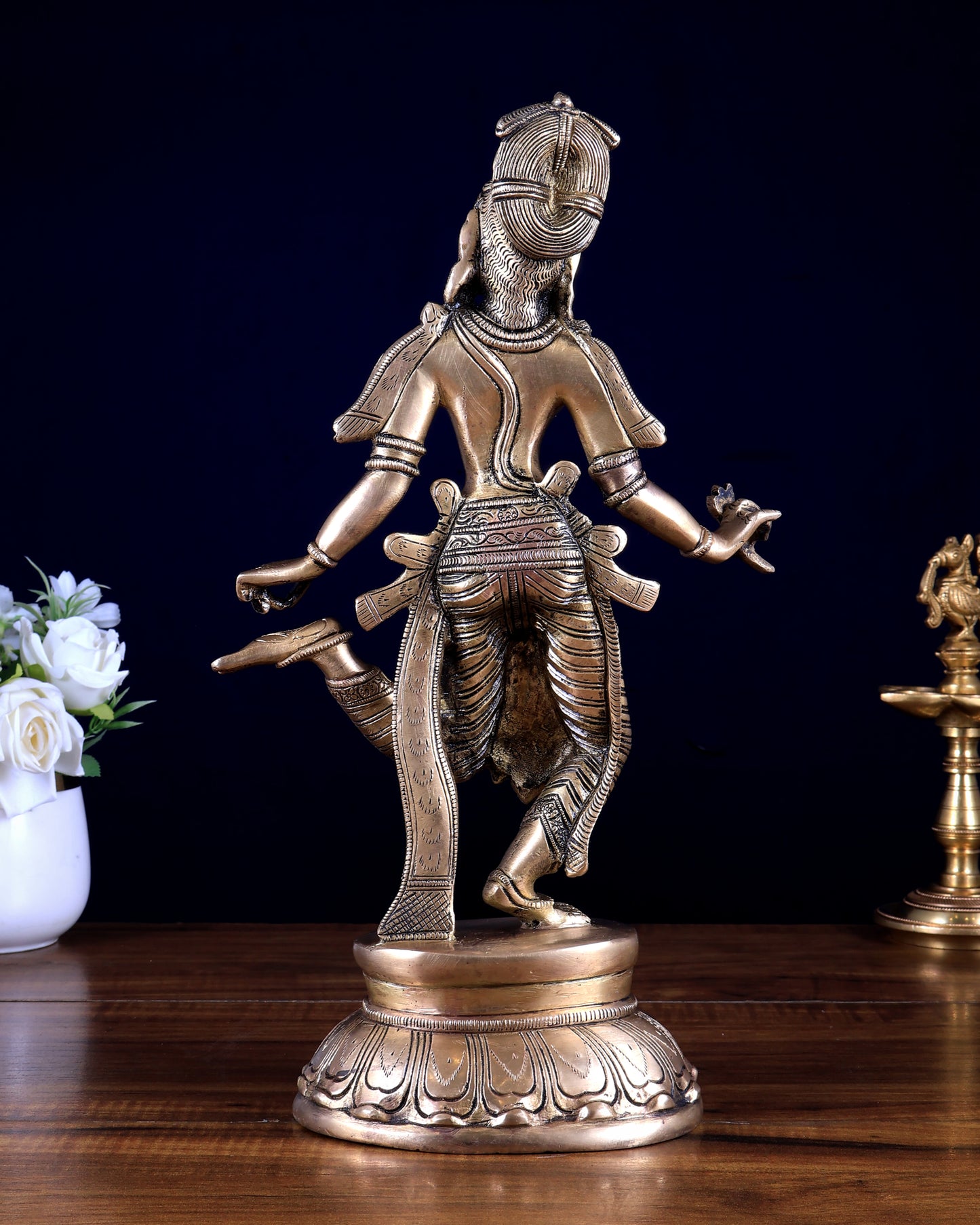 Pure Brass Apsara Lady Statue – Picking Thorn from Foot 13 inch