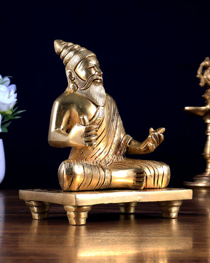 Pure Brass Thiruvalluvar Statue – Tamil Saint & Philosopher 6 inch