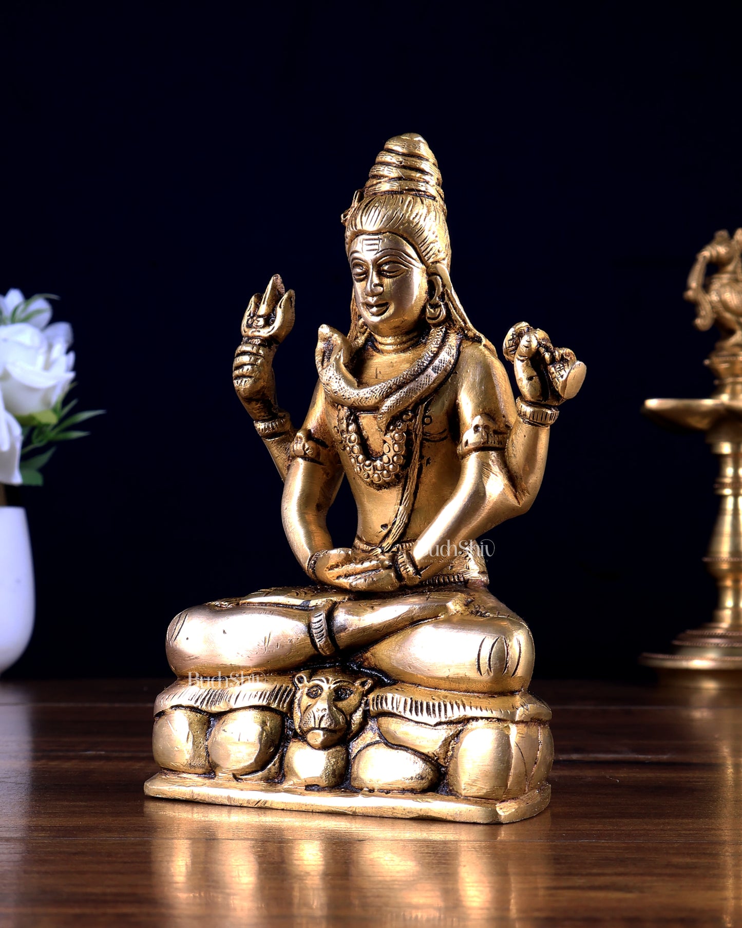 Brass Lord Shiva in meditation calming statue 5 inch