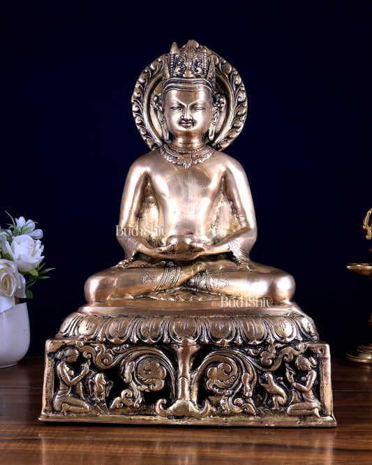 Brass Buddha Statue in Meditation – Calm & Peaceful Home Decor 13.5 inch
