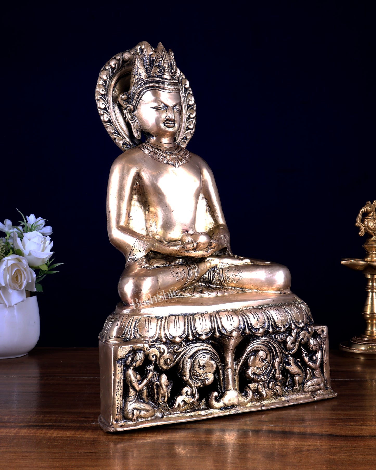 Brass Buddha Statue in Meditation – Calm & Peaceful Home Decor 13.5 inch