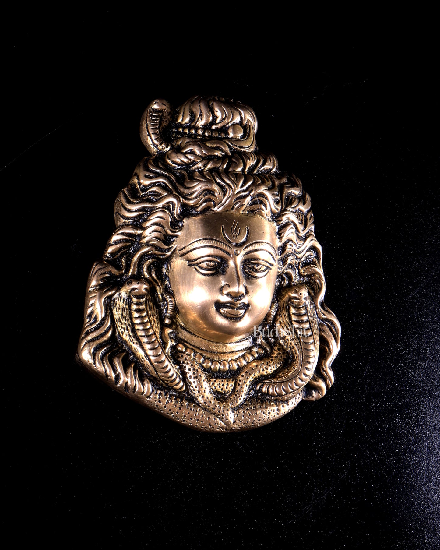 Pure Brass Lord Shiva Face Mural for Wall Hanging – Divine Mahadev Face
