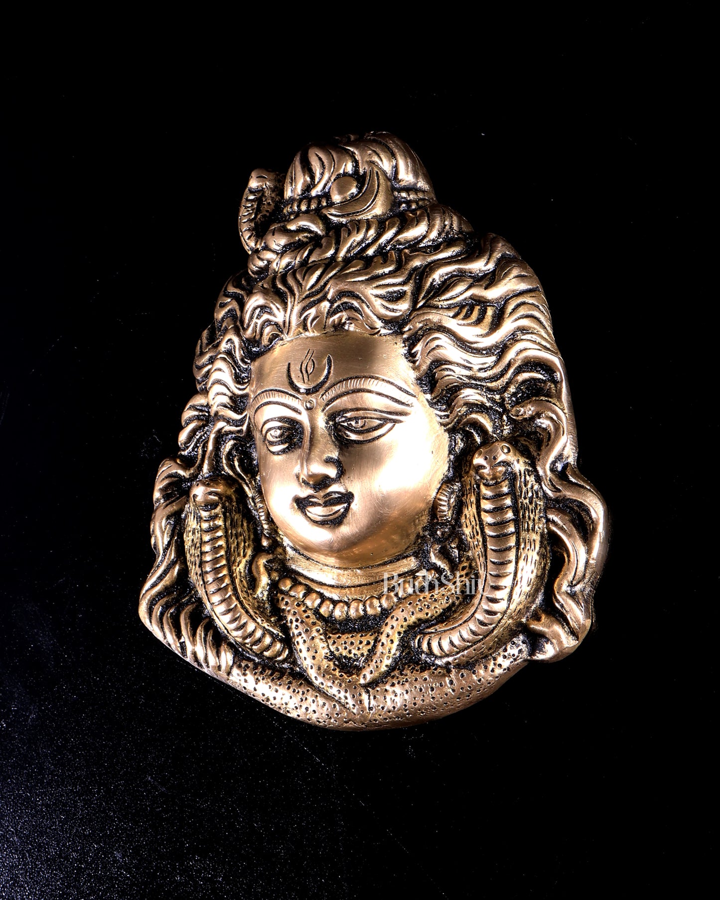 Pure Brass Lord Shiva Face Mural for Wall Hanging – Divine Mahadev Face