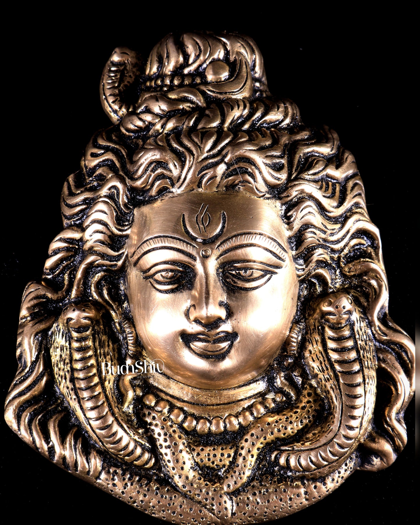 Pure Brass Lord Shiva Face Mural for Wall Hanging – Divine Mahadev Face