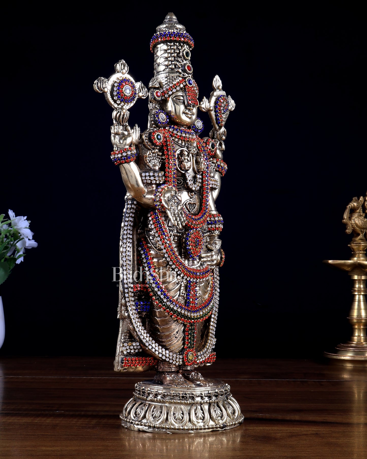 Superfine Brass Tirupati Balaji Idol – 12 Inch jewel work
