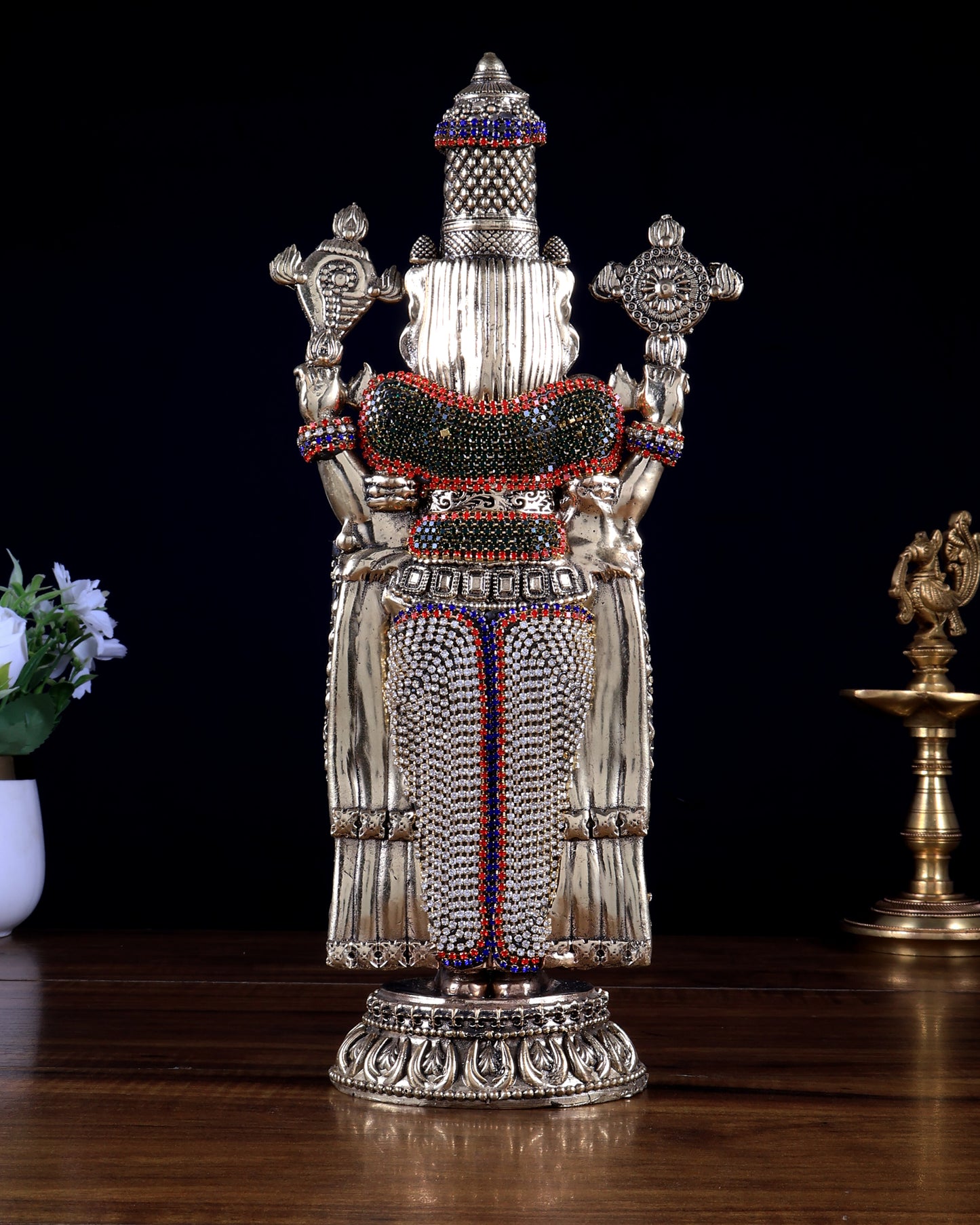 Superfine Brass Tirupati Balaji Idol – 12 Inch jewel work