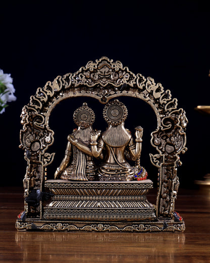 Superfine Brass Vishnu Lakshmi Sitting Statue - 5 inch with jewel work