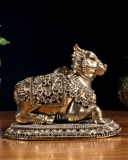 Brass Superfine Intricate Nandi Idol | Two Sizes Available | Temple Decor | Premium Finish