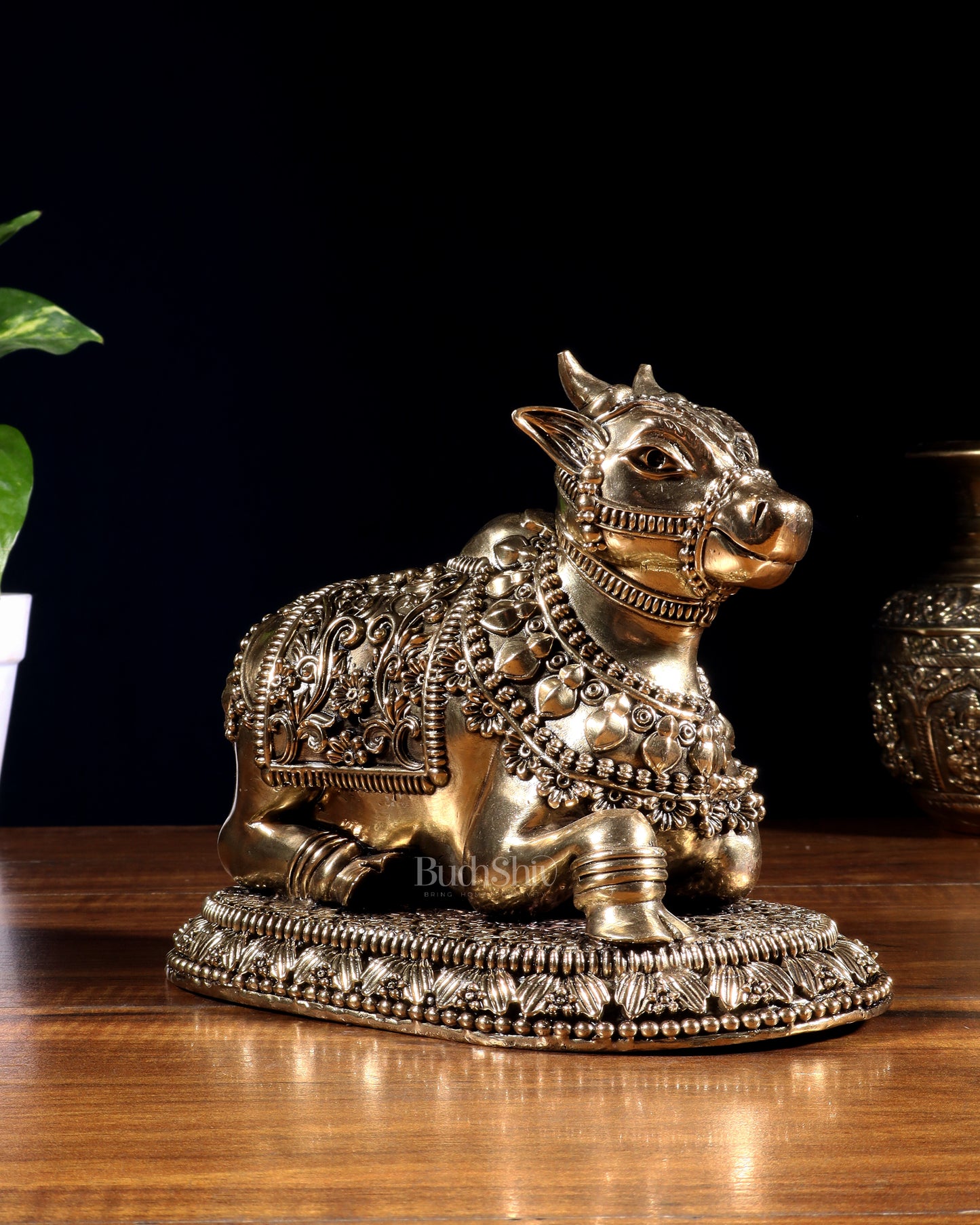 Brass Superfine Intricate Nandi Idol | Two Sizes Available | Temple Decor | Premium Finish