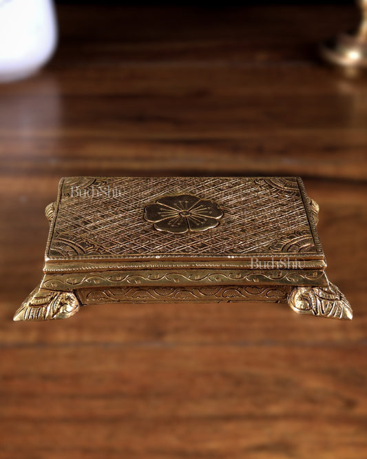 Brass Chowki Pedestal Singhasan for Small God Idols – Beautifully Handcrafted