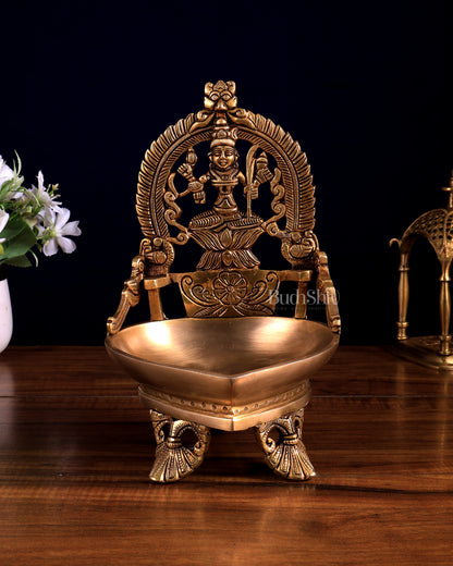 Pure Brass Kamatchi Vilakku – Rajarajeshwari Lalita Devi Oil Diya Lamp 9.5 inch