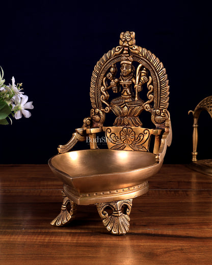 Pure Brass Kamatchi Vilakku – Rajarajeshwari Lalita Devi Oil Diya Lamp 9.5 inch