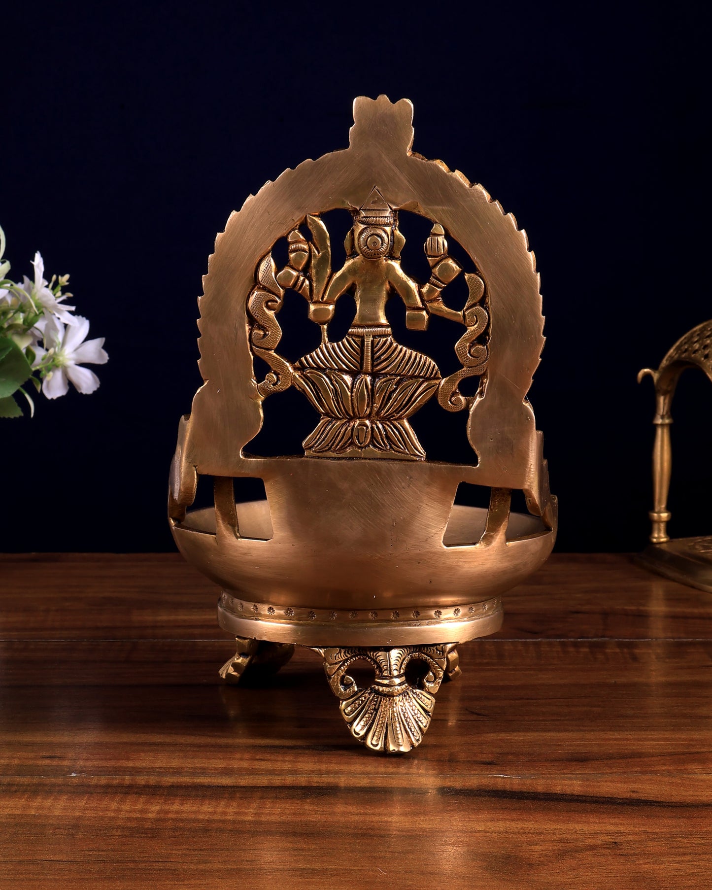 Pure Brass Kamatchi Vilakku – Rajarajeshwari Lalita Devi Oil Diya Lamp 9.5 inch