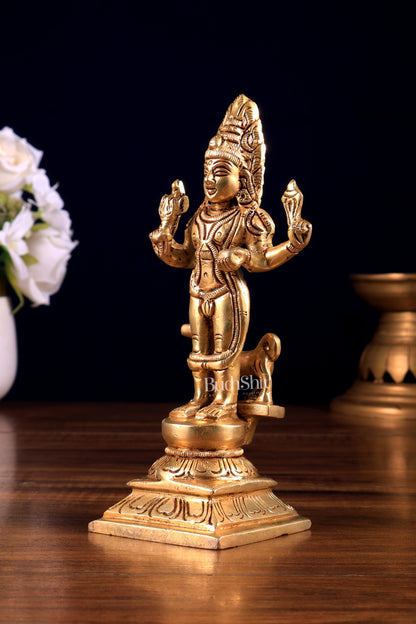 Brass Kaal Bhairav Idol - 6.5 inch tall