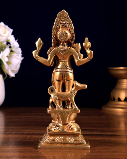 Brass Kaal Bhairav Idol - 6.5 inch tall
