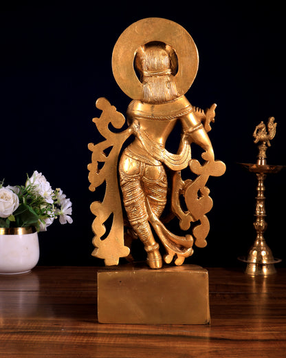 Brass Lord Krishna Statue 15.5 inch