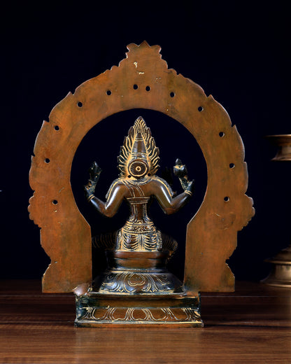Pure Brass Goddess Mariamman with Prabhavali - vintage tone - 9"