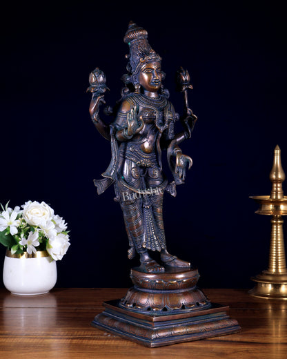 Brass Goddess Lakshmi Statue - 17.5" bronze tone