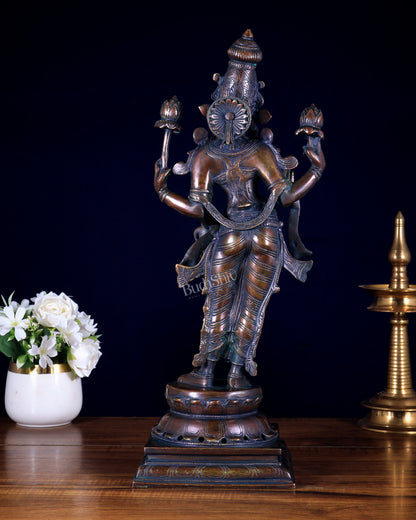 Brass Goddess Lakshmi Statue - 17.5" bronze tone