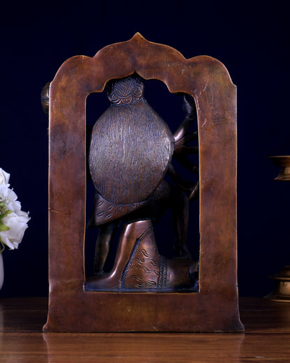 Pure Brass Dashabhuja Goddess Mahakali with Prabhavali – Brass Sculpture 11.5 inch