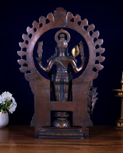 Pure Brass Murugan with Prabhavali Arch 23 inch bronze tone