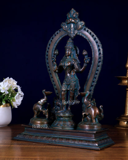 Pure Brass Standing Gaja Lakshmi Idol | 15” Height