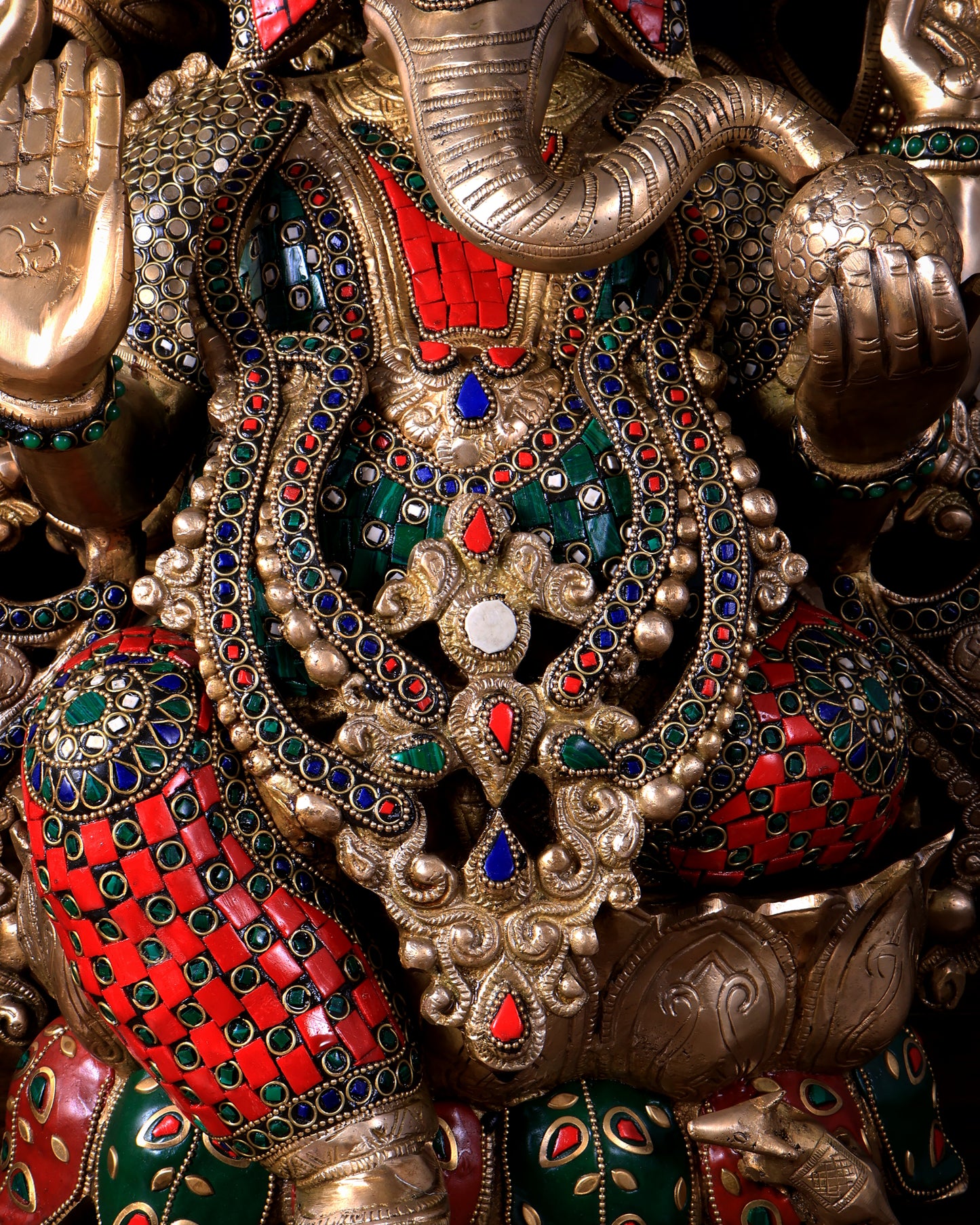 Pure Brass Ganesha large Idol 26 inch Stonework