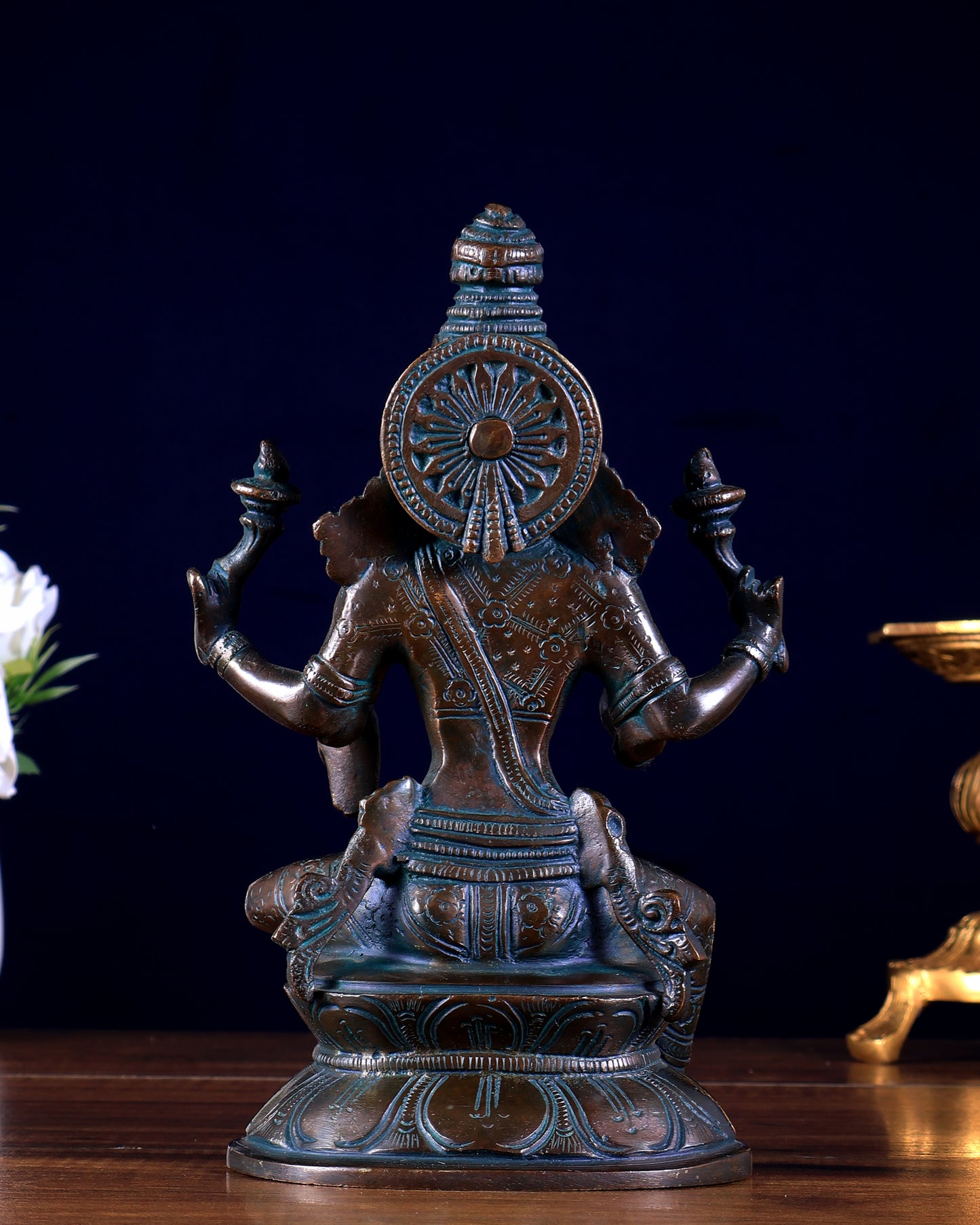 Pure Brass Goddess Lakshmi Idol – Antique Bronze Finish 7.8 inch