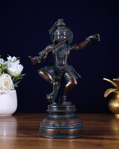 Vintage Brass Dancing Krishna Idol | Height: 9 inch