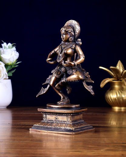 Pure Brass Kathakali Dancing Lady – Traditional Indian Dancer Showpiece 7 inch