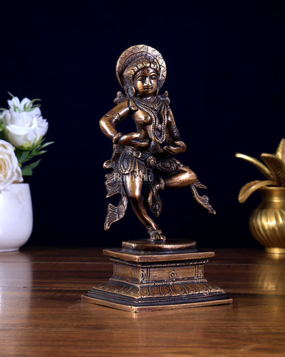 Pure Brass Kathakali Dancing Lady – Traditional Indian Dancer Showpiece 7 inch