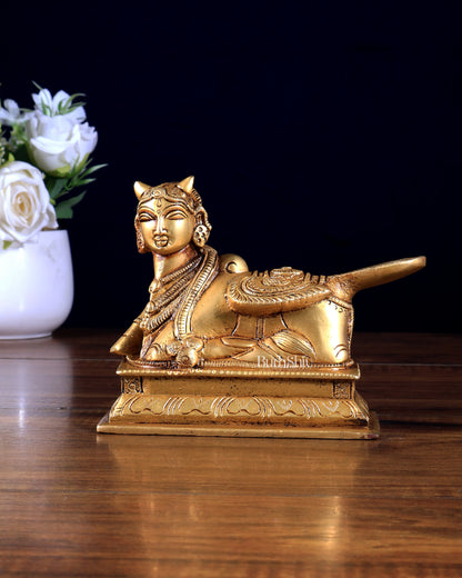 Pure Brass Sitting Kamdhenu Cow with Wings