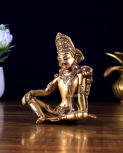 Pure Brass Small Lord Indra Dev Murti Idol 4.3 inch