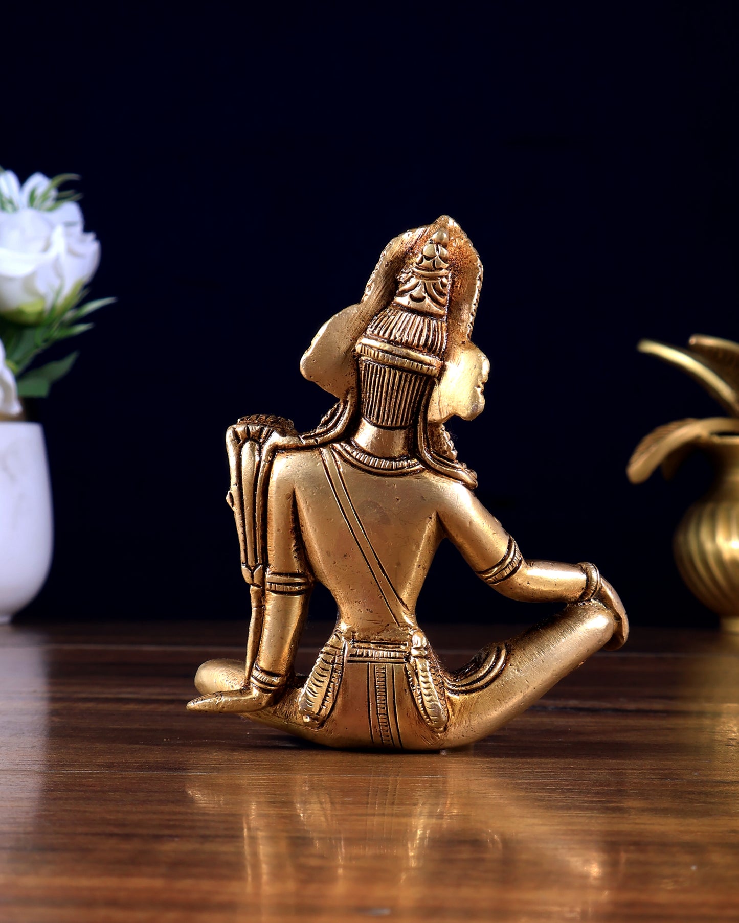 Pure Brass Small Lord Indra Dev Murti Idol 4.3 inch