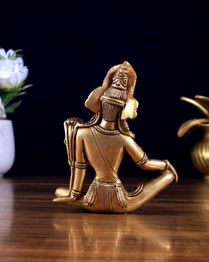 Pure Brass Small Lord Indra Dev Murti Idol 4.3 inch