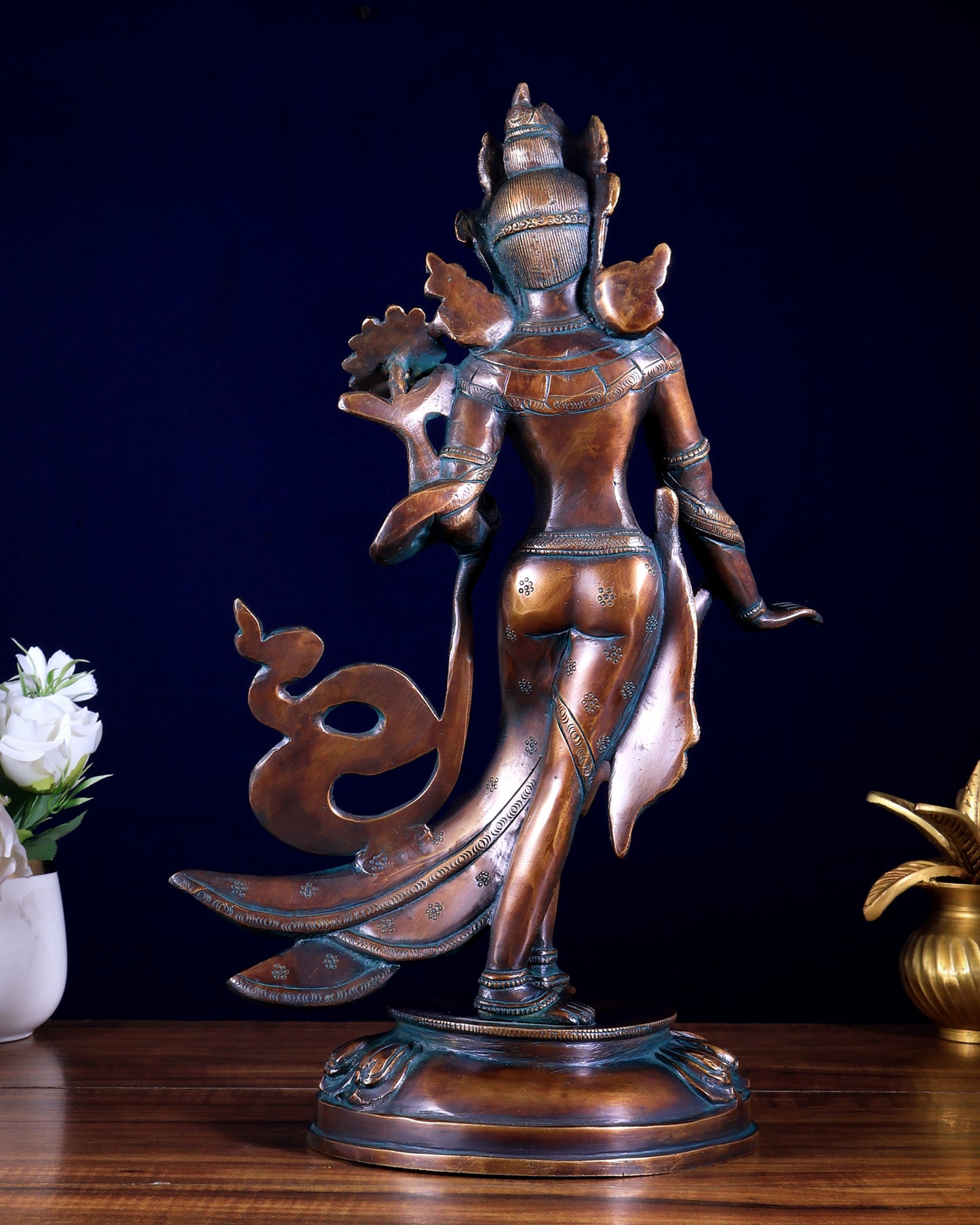 Pure Brass Tibetan Pari Tara Devi Buddhist Goddess Idol - 15"