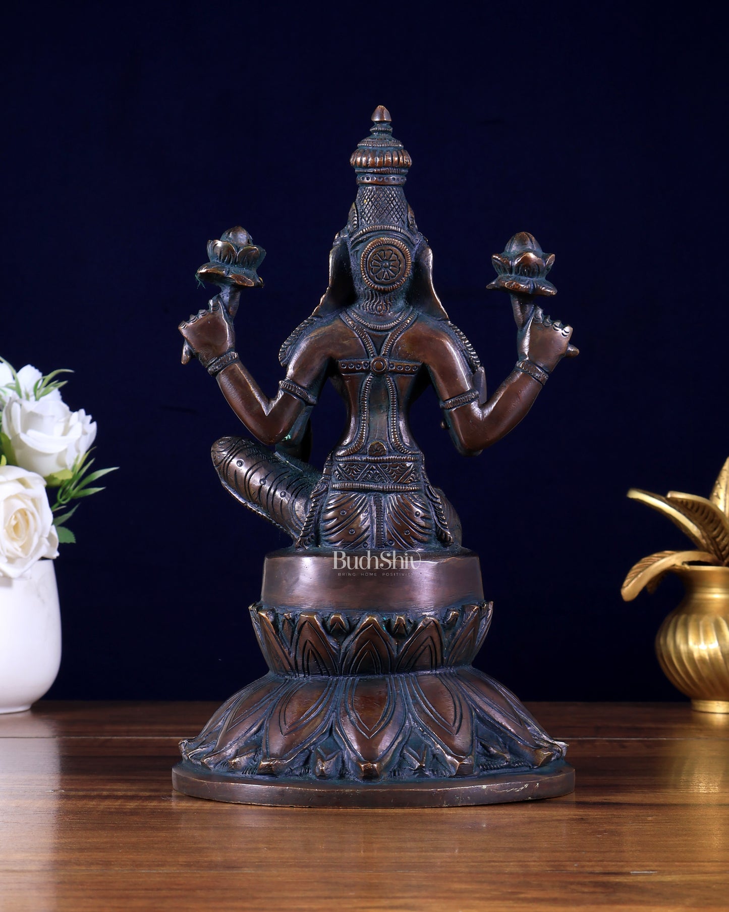Brass Superfine Lakshmi Idol Height: 10 inch Antique tone