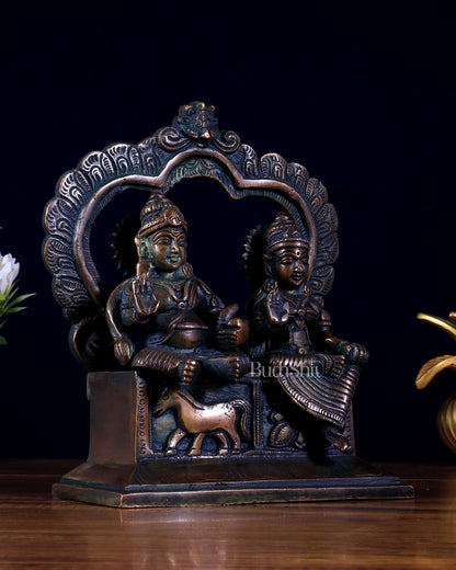 Pure Brass Kuber Lakshmi Idol Seated on Prabhavali 9 inch