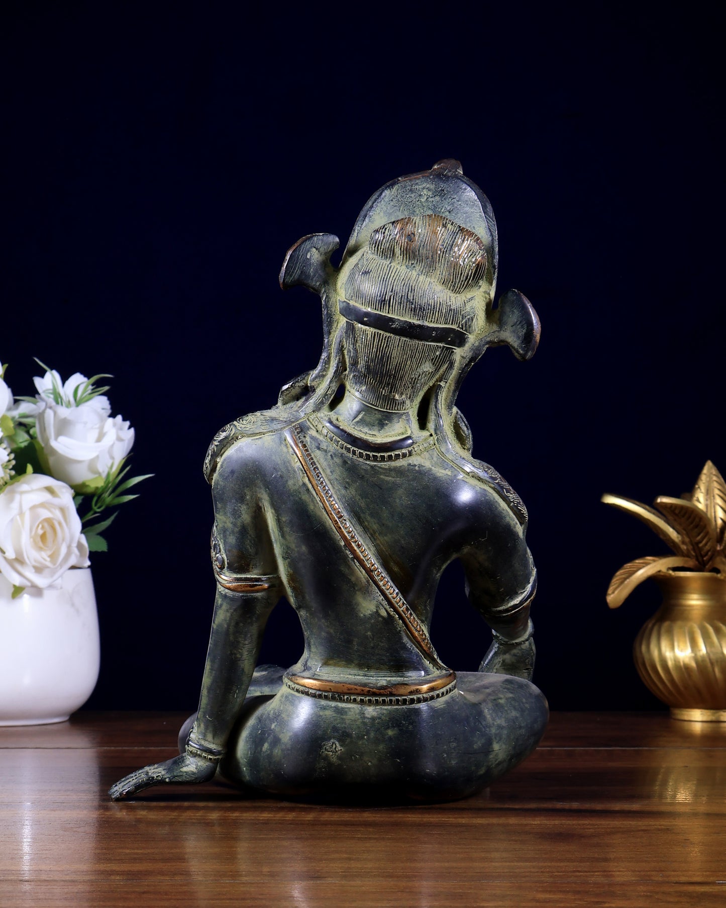 Pure Brass Lord Indra Dev Idol – Vintage Finish 9 inch