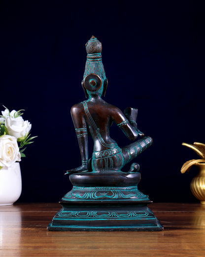 Bhoga Shakti Pure Brass Seated Parvati Idol – 9 Inch antique bronze tone