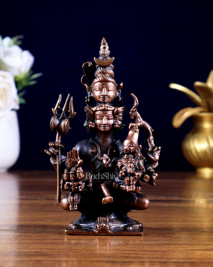 Pure Copper Lord Shiva Parivar Idol - 4.5 inch