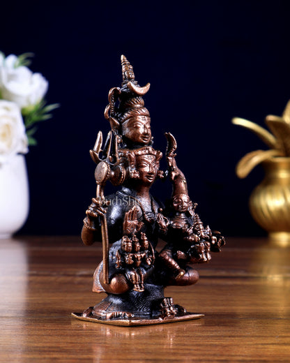 Pure Copper Lord Shiva Parivar Idol - 4.5 inch
